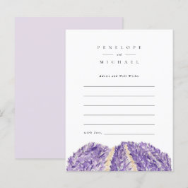 Tarjeta de consejos y deseos de campos de lavanda