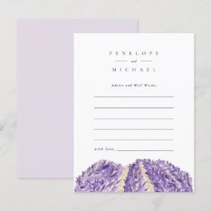 Tarjeta de consejos y deseos de campos de lavanda 