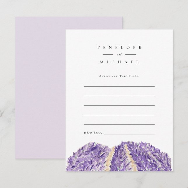 Tarjeta de consejos y deseos de campos de lavanda  (Anverso / Reverso)