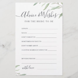 Tarjeta de consejos y deseos de un boda mínimo de