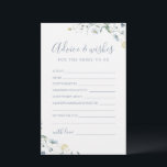 Tarjeta de consejos y deseos del boda Blue Wildflo<br><div class="desc">Estos consejos y tarjetas de deseos son pasteles dulces para la novia y la pareja, con una delicada flor de acuarela elegante y un guión moderno y elegante, paletas pastel de amarillo suave, blanco roto, verde sabio, azul polvoriento y vegetación botánica, simple y romántico. Ideal para fiestas rústicos de campo,...</div>