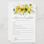 Tarjeta de consejos y deseos florales de girasol a<br><div class="desc">Una hermosa frontera floral de girasol amarillo sobrepasa esta tarjeta de consejos y deseos.</div>