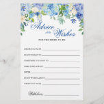 Tarjeta de consejos y deseos florales de Hydrangea<br><div class="desc">Elegante Blue Hydrangea Greenery Advice and Wishes card. Para una personalización adicional,  no dude en ponerse en contacto conmigo.</div>