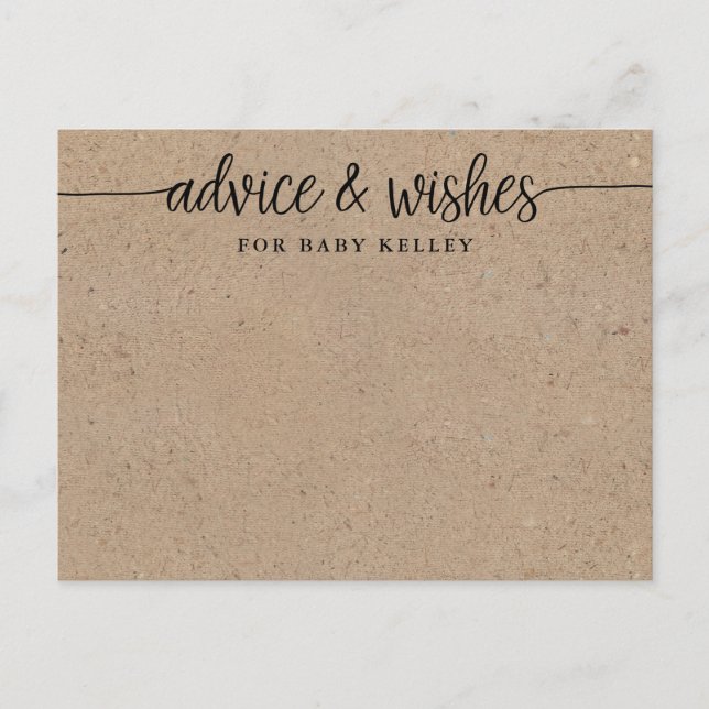 Tarjeta de Consejos y Deseos para Baby Shower Rust (Anverso)