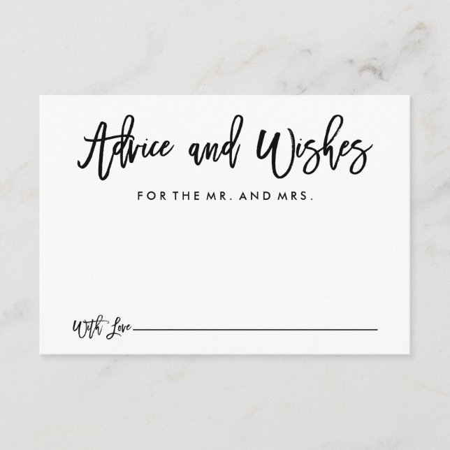 Tarjeta de consejos y deseos para Bodas a mano y m (Anverso)