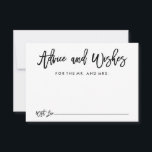 Tarjeta de consejos y deseos para Bodas a mano y m<br><div class="desc">Consejos y deseos para la nueva tarjeta Mr. y Mrs. con un guión de cepillo de moda en negro con fondo blanco.</div>