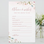 Tarjeta de consejos y deseos para bodas de flores<br><div class="desc">Estos consejos y tarjetas de deseos son pasteles dulces para la novia y la pareja, con una delicada flor de acuarela elegante y un guión moderno y elegante, paletas Pastel de rosa suave, blanco roto, beige, azul polvoriento y vegetación botánica, simple y romántico. Ideal para fiestas rústicos de campo, moderna...</div>