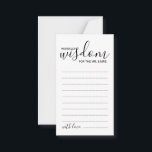 Tarjeta de consejos y deseos para Bodas de guiones<br><div class="desc">Añada un toque personal a su boda con un consejo moderno de boda de guiones y una tarjeta de deseos. Esta tarjeta de consejo incluye el título 'palabras de sabiduría' con detalles en escritura negra y estilo de letra sans serif en fondo blanco. Perfecto para boda, ducha de bebé, fiesta...</div>