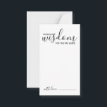 Tarjeta de consejos y deseos para Bodas de guiones<br><div class="desc">Añada un toque personal a su boda con un consejo moderno de boda de guiones y una tarjeta de deseos. Esta tarjeta de consejo incluye el título 'palabras de sabiduría' con detalles en escritura negra y estilo de letra sans serif en fondo blanco. Perfecto para boda, ducha de bebé, fiesta...</div>