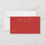 Tarjeta de consejos y deseos para Bodas de inspira<br><div class="desc">Tarjeta de Consejos y Deseos de Bodas de inspiración china roja - Siéntase libre de editar,  personalizar y personalizar esta carta de consejos y deseos inspirada en un boda asiático simple y hermoso. Existen opciones de edición y color.</div>