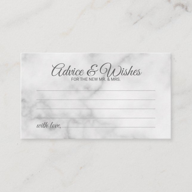 Tarjeta de consejos y deseos para Bodas de mármol (Anverso)