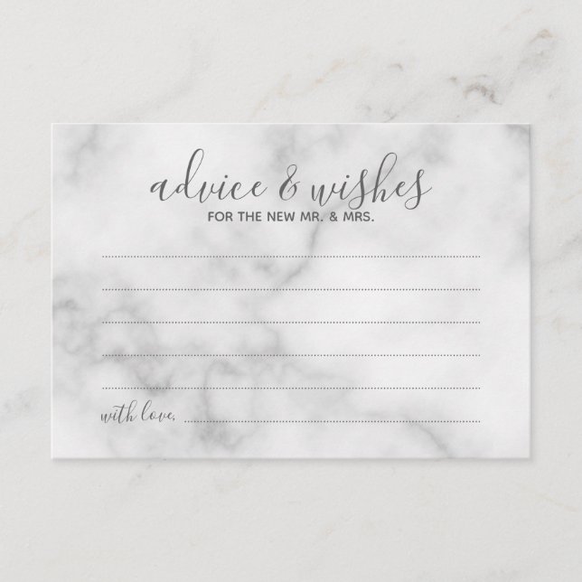 Tarjeta de consejos y deseos para Bodas de mármol (Anverso)