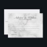 Tarjeta de consejos y deseos para Bodas de mármol<br><div class="desc">Añada un toque personal a su boda con un boda elegante y una tarjeta de deseos. Esta tarjeta de consejo presenta el título en un estilo de letra de guión elegante y gris y detalles en el estilo de fuente serif clásico gris sobre fondo de mármol blanco. Perfecto para boda,...</div>