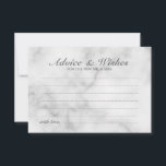 Tarjeta de consejos y deseos para Bodas de mármol<br><div class="desc">Añada un toque personal a su boda con un boda elegante y una tarjeta de deseos. Esta tarjeta de consejo presenta el título en un estilo de letra de guión elegante y gris y detalles en el estilo de fuente serif clásico gris sobre fondo de mármol blanco. Perfecto para boda,...</div>
