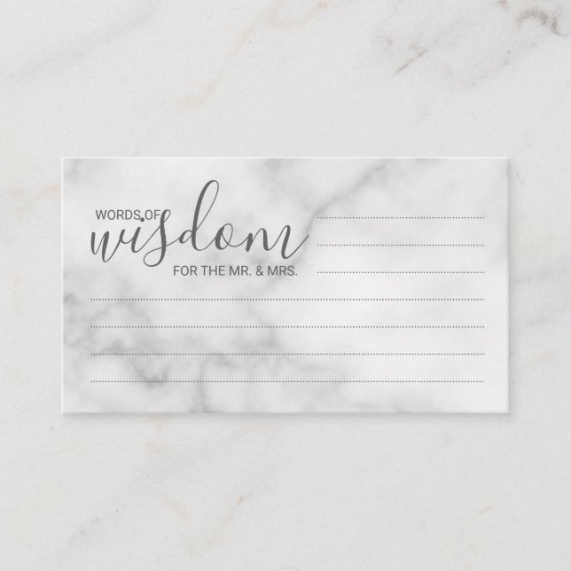 Tarjeta de consejos y deseos para Bodas de mármol (Anverso)