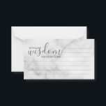 Tarjeta de consejos y deseos para Bodas de mármol<br><div class="desc">Añada un toque personal a su boda con un consejo moderno de boda de guiones y una tarjeta de deseos. Esta tarjeta de consejo incluye el título "Palabras de sabiduría" con detalles en escritura gris y estilo de fuente sans serif sobre fondo de mármol blanco. Perfecto para boda, ducha de...</div>