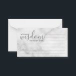 Tarjeta de consejos y deseos para Bodas de mármol<br><div class="desc">Añada un toque personal a su boda con un consejo moderno de boda de guiones y una tarjeta de deseos. Esta tarjeta de consejo incluye el título "Palabras de sabiduría" con detalles en escritura gris y estilo de fuente sans serif sobre fondo de mármol blanco. Perfecto para boda, ducha de...</div>