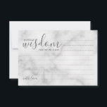 Tarjeta de consejos y deseos para Bodas de mármol<br><div class="desc">Añada un toque personal a su boda con un consejo moderno de boda de guiones y una tarjeta de deseos. Esta tarjeta de consejo incluye el título "Palabras de sabiduría" con detalles en escritura gris y estilo de fuente sans serif sobre fondo de mármol blanco. Perfecto para boda, ducha de...</div>