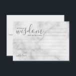 Tarjeta de consejos y deseos para Bodas de mármol<br><div class="desc">Añada un toque personal a su boda con un consejo moderno de boda de guiones y una tarjeta de deseos. Esta tarjeta de consejo incluye el título "Palabras de sabiduría" con detalles en escritura gris y estilo de fuente sans serif sobre fondo de mármol blanco. Perfecto para boda, ducha de...</div>