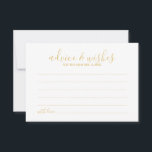 Tarjeta de consejos y deseos para Bodas de oro de<br><div class="desc">Añada un toque personal a su boda con un moderno consejo boda y una tarjeta de deseos. Esta tarjeta de consejo presenta el título en el estilo de letra de caligrafía moderna de oro y detalles en el estilo de fuente sans serif moderno de oro sobre fondo blanco. Perfecto para...</div>