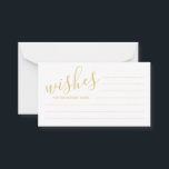 Tarjeta de consejos y deseos para Bodas de oro de<br><div class="desc">Añada un toque personal a su boda con un guión moderno con consejos y tarjetas de deseos para bodas dorados y blancos. Esta tarjeta de consejo presenta el título en el estilo de letra de caligrafía moderna de oro y detalles en el estilo de fuente sans serif moderno de oro...</div>