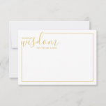 Tarjeta de consejos y deseos para Bodas Gold Scrip<br><div class="desc">Añada un toque personal a su boda con un consejo moderno de boda de guiones y una tarjeta de deseos. Esta tarjeta de consejo incluye el título 'palabras de sabiduría' con detalles en escritura dorada y estilo de letra sans serif con borde dorado sobre fondo blanco. Perfecto para boda, ducha...</div>