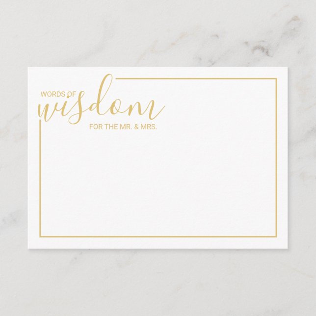 Tarjeta de consejos y deseos para Bodas Gold Scrip (Anverso)