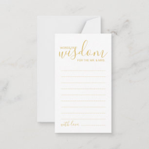 Tarjeta de consejos y deseos para Bodas Gold Scrip