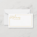 Tarjeta de consejos y deseos para Bodas Gold Scrip<br><div class="desc">Añada un toque personal a su boda con un consejo moderno de boda de guiones y una tarjeta de deseos. Esta tarjeta de consejo incluye el título 'palabras de sabiduría' con detalles en escritura dorada y estilo de letra sans serif con borde dorado sobre fondo blanco. Perfecto para boda, ducha...</div>