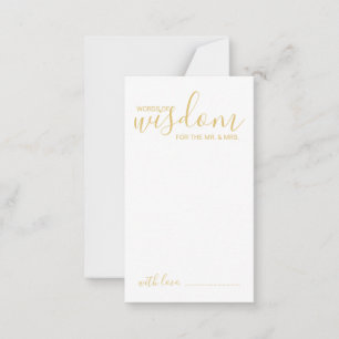 Tarjeta de consejos y deseos para Bodas Gold Scrip