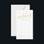 Tarjeta de consejos y deseos para Bodas Gold Scrip<br><div class="desc">Añada un toque personal a su boda con un consejo moderno de boda de guiones y una tarjeta de deseos. Esta tarjeta de consejo presenta el título en el estilo de letra de caligrafía moderna de oro y detalles en el estilo de fuente sans serif moderno de oro sobre fondo...</div>