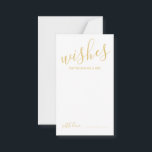 Tarjeta de consejos y deseos para Bodas Gold Scrip<br><div class="desc">Añada un toque personal a su boda con un consejo moderno de boda de guiones y una tarjeta de deseos. Esta tarjeta de consejo presenta el título en el estilo de letra de caligrafía moderna de oro y detalles en el estilo de fuente sans serif moderno de oro sobre fondo...</div>