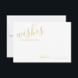 Tarjeta de consejos y deseos para Bodas Gold Scrip<br><div class="desc">Añada un toque personal a su boda con un consejo moderno de boda de guiones y una tarjeta de deseos. Esta tarjeta de consejo presenta el título en el estilo de letra de caligrafía moderna de oro y detalles en el estilo de fuente sans serif moderno de oro sobre fondo...</div>