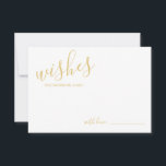 Tarjeta de consejos y deseos para Bodas Gold Scrip<br><div class="desc">Añada un toque personal a su boda con un consejo moderno de boda de guiones y una tarjeta de deseos. Esta tarjeta de consejo presenta el título en el estilo de letra de caligrafía moderna de oro y detalles en el estilo de fuente sans serif moderno de oro sobre fondo...</div>