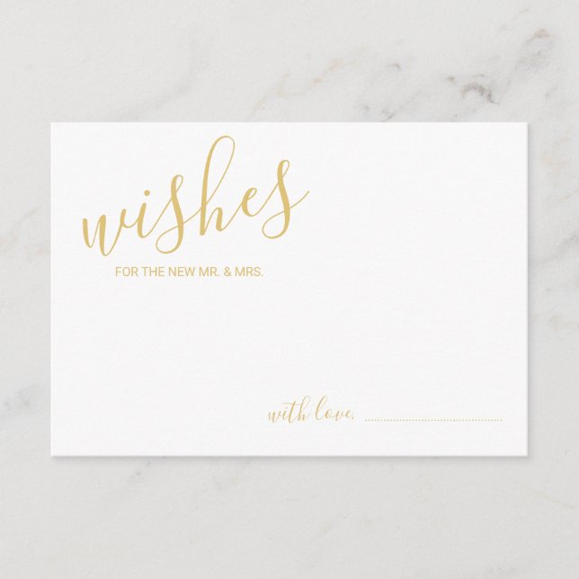 Tarjeta de consejos y deseos para Bodas Gold Scrip (Anverso)