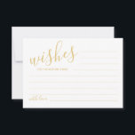 Tarjeta de consejos y deseos para Bodas Gold Scrip<br><div class="desc">Añada un toque personal a su boda con un consejo moderno de boda de guiones y una tarjeta de deseos. Esta tarjeta de consejo presenta el título en el estilo de letra de caligrafía moderna de oro y detalles en el estilo de fuente sans serif moderno de oro sobre fondo...</div>