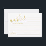 Tarjeta de consejos y deseos para Bodas Gold Scrip<br><div class="desc">Añada un toque personal a su boda con un consejo moderno de boda de guiones y una tarjeta de deseos. Esta tarjeta de consejo presenta el título en el estilo de letra de caligrafía moderna de oro y detalles en el estilo de fuente sans serif moderno de oro sobre fondo...</div>