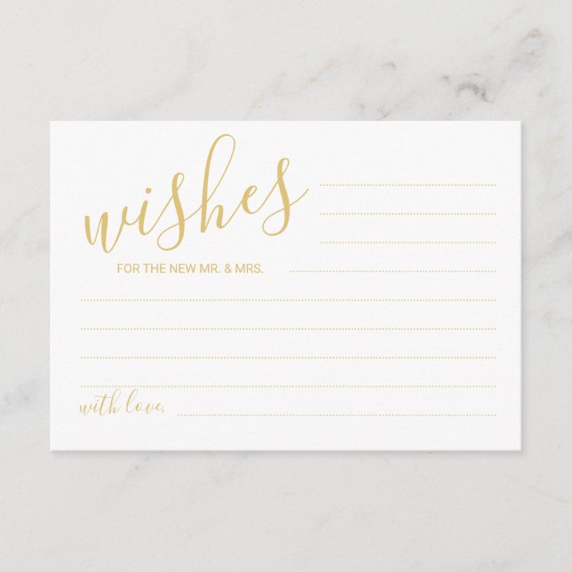 Tarjeta de consejos y deseos para Bodas Gold Scrip (Anverso)