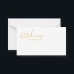 Tarjeta de consejos y deseos para Bodas Gold Scrip<br><div class="desc">Añada un toque personal a su boda con un consejo moderno de boda de guiones y una tarjeta de deseos. Esta tarjeta de consejo incluye el título "palabras de sabiduría" con detalles en escritura dorada y estilo de letra sans serif en fondo blanco. Perfecto para boda, ducha de bebé, fiesta...</div>