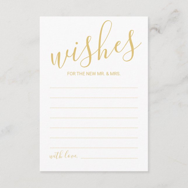Tarjeta de consejos y deseos para Bodas Gold Scrip (Anverso)