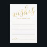 Tarjeta de consejos y deseos para Bodas Gold Scrip<br><div class="desc">Añada un toque personal a su boda con un consejo moderno de boda de guiones y una tarjeta de deseos. Esta tarjeta de consejo presenta el título en el estilo de letra de caligrafía moderna de oro y detalles en el estilo de fuente sans serif moderno de oro sobre fondo...</div>