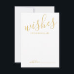 Tarjeta de consejos y deseos para Bodas Gold Scrip<br><div class="desc">Añada un toque personal a su boda con un consejo moderno de boda de guiones y una tarjeta de deseos. Esta tarjeta de consejo presenta el título en el estilo de letra de caligrafía moderna de oro y detalles en el estilo de fuente sans serif moderno de oro sobre fondo...</div>