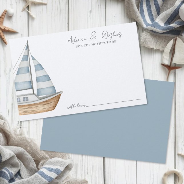 Tarjeta de Consejos y Deseos para Fiesta de Bebé N (Nautical Baby Shower Advice And Wishes Card)