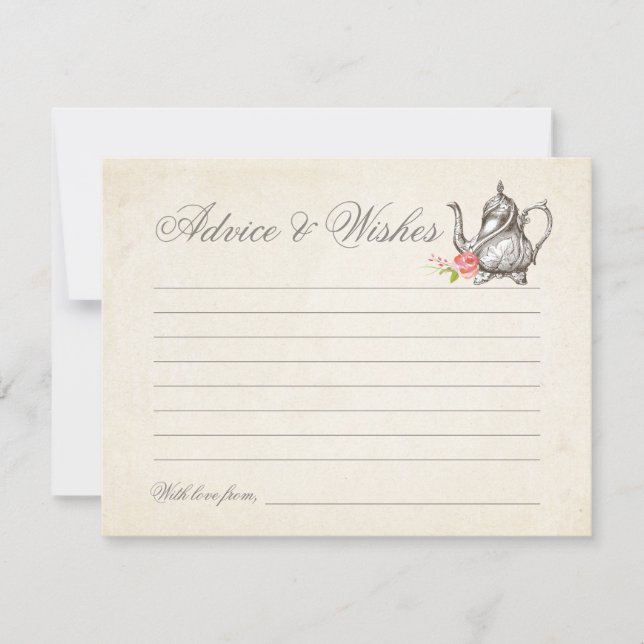 Tarjeta de consejos y deseos para Fiestas de té de (Anverso)