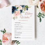 Tarjeta de consejos y deseos para flores azules y<br><div class="desc">Personalice con la novia el nombre y la fecha de la ducha. Para una mayor personalización,  haga clic en el enlace "personalizar adicional". Si necesitas ayuda,  ponte en contacto conmigo,  por favor.</div>