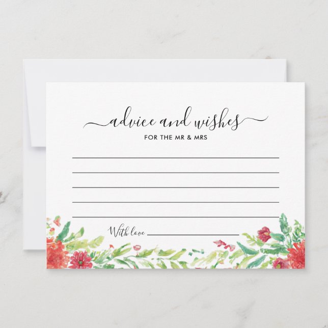 Tarjeta de consejos y deseos para invitados a boda (Anverso)