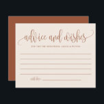 Tarjeta de consejos y deseos para la caligrafía de<br><div class="desc">Pida a los clientes que le aconsejen y le informen con esta tarjeta de consejo de personalizable. Presenta una caligrafía moderna de terracota y un caprichoso patrón de confeti. Personalice agregando sus propios detalles. También puede cambiar la imagen posterior a una foto o cualquier otra imagen. Esta tarjeta de consejos...</div>
