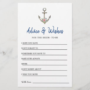 Tarjeta de consejos y deseos para la ducha de ancl