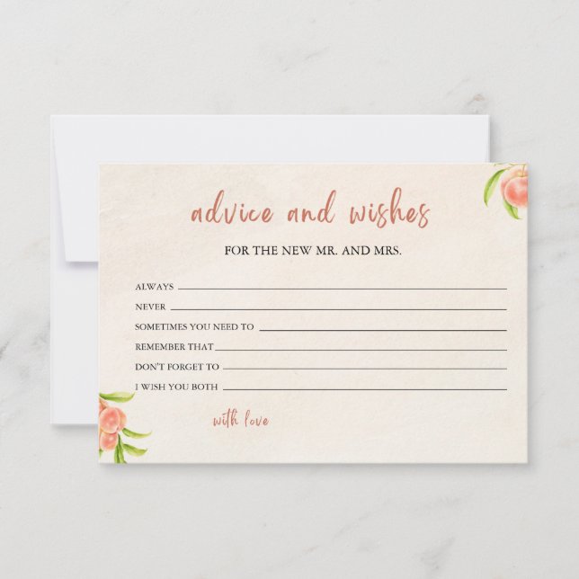 Tarjeta de consejos y deseos para la ducha de novi (Anverso)