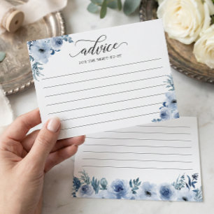 Tarjeta de consejos y deseos para las flores azule